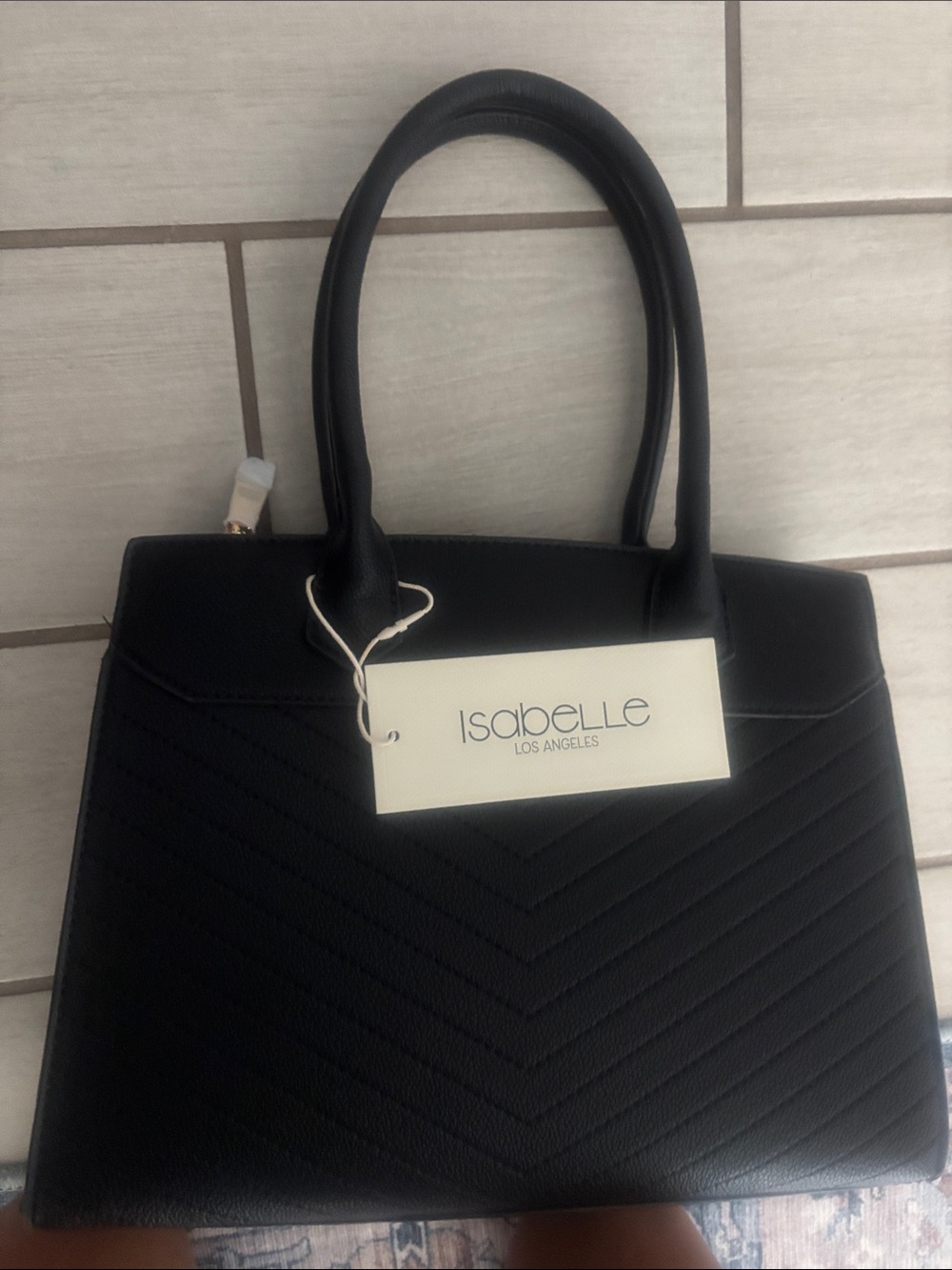 Isabelle Los Angeles Black Quilted Satchel Tote
